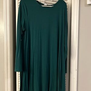 Old Navy Green Long Sleeve A-Line Dress